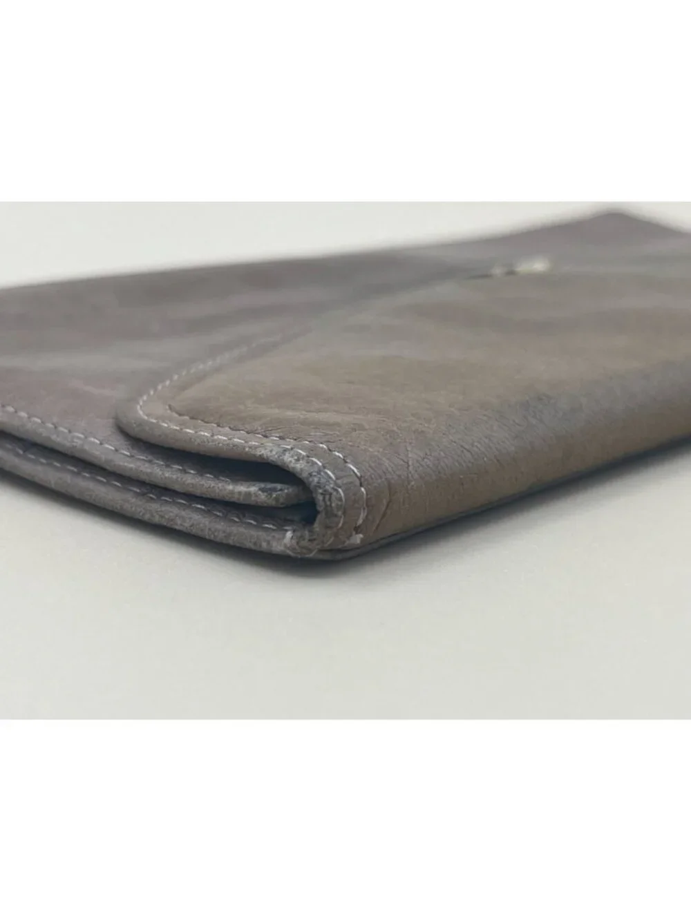 Christian Dior Paris Grey Taupe Leather Long Bifold Wallet CD Charm Silver Hardw